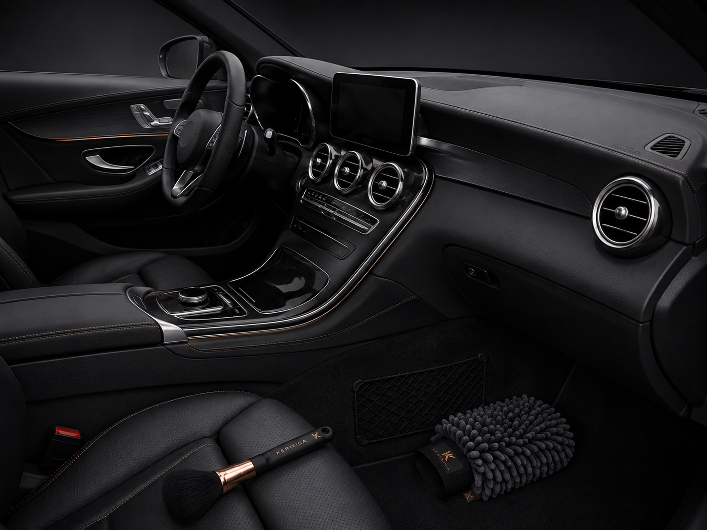 A cleaner organized car interior after detailing