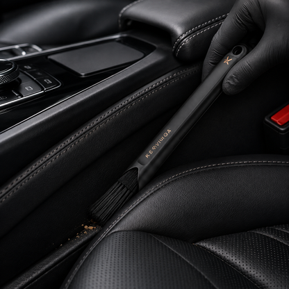 Keriviqa Seat Crevice Brush for narrow car interior gaps in use